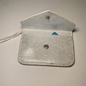 Silver and white credit card wallet